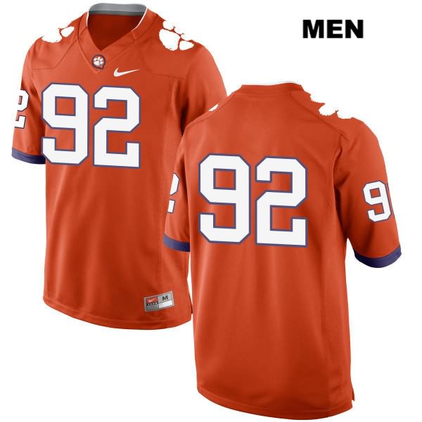 Men's Clemson Tigers #92 Daniel Funderburk Stitched Orange Authentic Nike No Name NCAA College Football Jersey CVK7146NQ